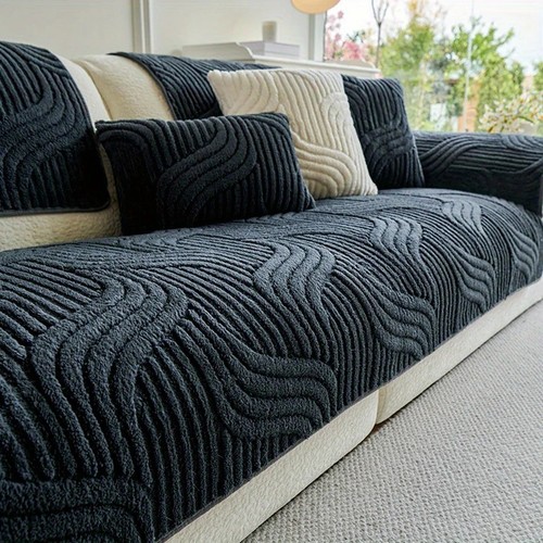 Thick plush sofa cover - sofa,