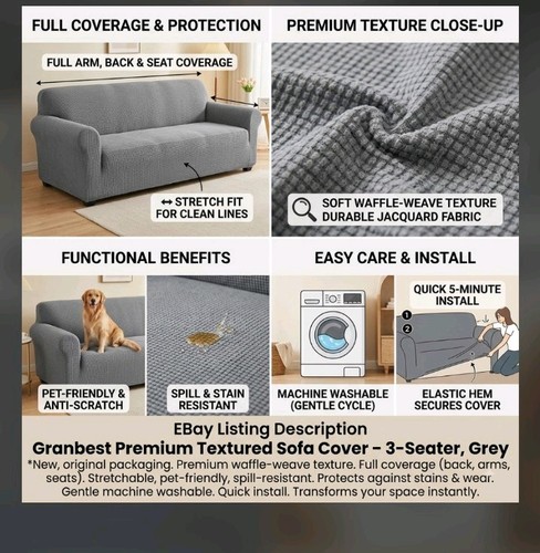 Seater grey stretch - seater, sofa